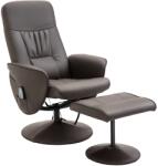 HOMCOM Relaxsessel cu taburet, fotoliu TV rotativ cu 10 puncte de masaj, funcție de culcare, fotoliu de masaj cu telecomandă, buzunar lateral, fotoliu TV, piele ecologică, Maro | Aosom Romania (700-113V01BN)