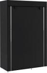 HOMCOM Dulap Portabil din Material, Dulap cu 6 Rafturi Deschise, 1 Bară și Ușă cu Fermoar, 103x43x162, 5 cm, Negru | Aosom Romania (850-213V00BK) Garderoba