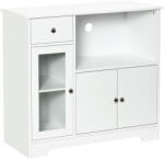 HomCom Dulap pentru cuptor cu microunde, bufet bucătărie, dulap de depozitare, pentru bucătărie, sală de mese 90 x 40 x 82 cm sticlă securizată și lemn, alb | Aosom Romania (835-512)