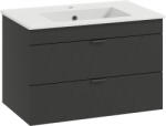 HomCom Dulap Suspendat cu Chiuvetă Keramik și Sertare Soft-Close, Negru | Aosom Romania (834-826V90BK)
