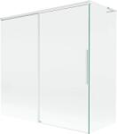 Mexen Rox, L tolóajtós, kétszárnyú kádparaván 160 + 70 x 150 cm, 8 mm-es átlátszó üveg, fehér profil, 8C9L-160-070-20-00 (8C9L-160-070-20-00)