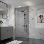 Erga Paris, Beépíthető zuhanykabin 60x200 cm, 8 mm-es szürke üveg, fényes arany profil, ERG-V02-PARIS-060x200-GR-GD (ERG-V02-PARIS-060X200-GR-GD)