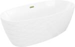Mexen Olea, szabadon álló kád 170 × 80 cm, fehér fényes felület, arany fényes túlfolyó, 52821708000-50 (52821708000-50)