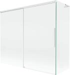 Mexen Rox, L tolóajtós, kétszárnyú kádparaván 190 + 80 x 150 cm, 8 mm-es átlátszó üveg, fehér profil, 8C9L-190-080-20-00 (8C9L-190-080-20-00)