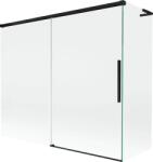 Mexen Rox, L tolóajtós, kétszárnyú kádparaván 180 + 80 x 150 cm, 8 mm-es átlátszó üveg, matt fekete profil, 8C9L-180-080-70-00 (8C9L-180-080-70-00)