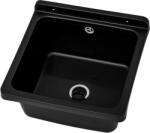 Gamma Riva, univerzális műanyag mosogató 40x38x22, 8 cm + szifon, 1 kamrás, fekete, GMA-KGR40-BK (GMA-KGR40-BK)