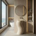 Rea Melody, szabadon álló mosdó 490×390×840 mm, bézs kőutánzat, REA-U5940 (REA-U5940)