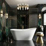 Rea Lusso Slim, szabadon álló kád 170×74 cm + arany matt klikk-klakk, fehér fényes, KPL-W7504 (KPL-W7504)