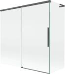 Mexen Rox, L tolóajtós, kétszárnyú kádparaván 160 + 70 x 150 cm, 8 mm-es átlátszó üveg, szálcsiszolt grafit profil, 8C9L-160-070-66-00 (8C9L-160-070-66-00)
