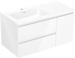 Mexen Orio, fürdőszobaszekrény 90 cm Otis mosdóval bal oldalon, 2S, 1D, fényes fehér, 91A13-09047-3-BBFFF00-W18L00 (91A13-09047-3-BBFFF00-W18L00)
