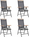 vidaXL 4 db Fekete Alumínium És Textilén Összecsukható Kerti Szék