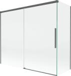 Mexen Rox, kétszárnyú tolóajtós kádparaván 180 + 90 x 150 cm, 8 mm-es átlátszó üveg, szálcsiszolt grafit profil, 8C9-180-090-66-00 (8C9-180-090-66-00)