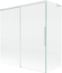 Mexen Rox, L tolóajtós, kétszárnyú kádparaván 150 + 70 x 150 cm, 8 mm-es átlátszó üveg, fehér profil, 8C9L-150-070-20-00 (8C9L-150-070-20-00)