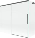 Mexen Rox, L tolóajtós, kétszárnyú kádparaván 180 + 80 x 150 cm, 8 mm-es átlátszó üveg, szálcsiszolt grafit profil, 8C9L-180-080-66-00 (8C9L-180-080-66-00)