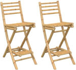 vidaXL 2 db Bambusz Kültéri Bárszékek Lábtartóval Összecsukható