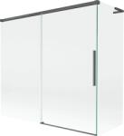 Mexen Rox, L tolóajtós, kétszárnyú kádparaván 170 + 80 x 150 cm, 8 mm-es átlátszó üveg, szálcsiszolt grafit profil, 8C9L-170-080-66-00 (8C9L-170-080-66-00)