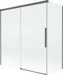 Mexen Rox, kétszárnyú tolóajtós kádparaván 150 + 70 x 150 cm, 8 mm-es átlátszó üveg, szálcsiszolt grafit profil, 8C9-150-070-66-00 (8C9-150-070-66-00)