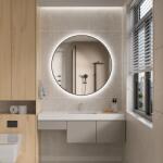 Erga Emma, kerek LED tükör 90cm, fekete fém keret, 2070 lm, 6500K, háttérvilágítás, ERG-V01-201-9090-BK (ERG-V01-201-9090-BK)