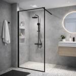 Erga Paris, Beépíthető zuhanykabin 60x200 cm, fekete keretben, 8 mm-es átlátszó üveg, fekete profil, ERG-V02-PARIS-060x200-BF (ERG-V02-PARIS-060X200-BF)