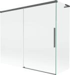 Mexen Rox, L tolóajtós, kétszárnyú kádparaván 180 + 90 x 150 cm, 8 mm-es átlátszó üveg, szálcsiszolt grafit profil, 8C9L-180-090-66-00 (8C9L-180-090-66-00)