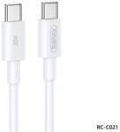 REMAX Cablu de date cu incarcare rapida REMAX RC-C021, USB-C la USB-C, 2 metri, 30W, alb (RCC021CC) - vexio