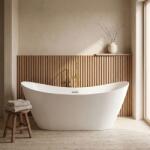 Rea FERRANO Slim, szabadon álló kád 1520×730×670 mm, fehér, matt arany lefolyófedél, KPL-W7080 (KPL-W7080)