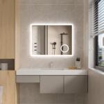 Erga Luna, LED tükör 80x60cm kozmetikai tükörrel 3x nagyítás, 2185 lm, 6500K, első/hátsó világítás, ERG-V01-124-8060-00 (ERG-V01-124-8060-00)