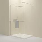 Erga Paris, Walk-In zuhany paraván 130x200 cm polccal és törülközőtartóval, 8 mm átlátszó üveg, króm profil, ERG-V02-PARIS-130x200-CL-CR-BAR (ERG-V02-PARIS-130X200-CL-CR-BAR)