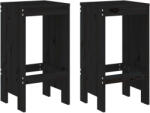 vidaXL 2 db Fekete Tömör Fenyőfa Bárszék 40X36X75 cm