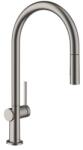 Hansgrohe Talis mosogató csaptelep kihúzható zuhannyal, 2 áram csiszolt fekete króm 72842340 (72842340)