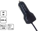 Cellect 12W Autós töltő micro USB kábellel és adapterrel, 2.4A, 1 m kábel (MPCB-MIC-ADAPT-2.4A)