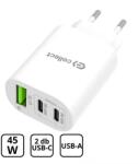 Cellect Hálózati gyorstöltő adapter 45W, PD/Type-C 2x, Fehér (MTCB-PD45W-W)