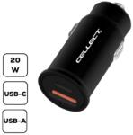 Cellect 20W Autós töltő adapter gyorstöltő funkcióval, PD Type-C, QC3.0 (MPCB-PD20W-BK)