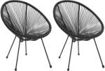 vidaXL 2 db Fekete Rattan Kerti Kagylószék