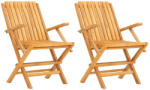vidaXL 2 db Tömör Tíkfa Összecsukható Kerti Szék 61x67x90 cm