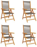 vidaXL 4 db Szürke Tömör Akácfa Dönthető Kerti Szék
