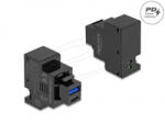Delock Keystone Modul A-típusú USB-vel és USB Type-C töltő porttal PD 20 W fekete (41482) (41482)