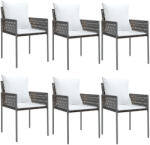 vidaXL 6 db Barna Polyrattan Kerti Szék Párnával 54X61X83 cm