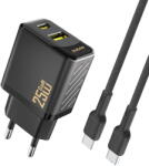Dudao A26TCEU PD QC 25W GaN USB-A USB-C Wall Charger with USB-C Cable - Black (A26TCEU black) - pcone