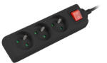Lanberg 3 foglalatú CU fekete hosszabbító elosztó, 3m