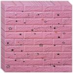 HOZRO 160 x HOZRO öntapadós 3D tapéta szett, téglautánzat modell, 86, 24 négyzetméter alapterületű, modern dizájn, nagyon könnyen felszerelhető, Pink Stars (TAPET54-160BUC)