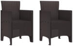 vidaXL Kerti Székek 2 db Barna Poli Rattan