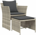 vidaXL Világosszürke Polyrattan Kerti Szék Lábtartóval