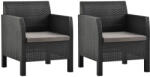vidaXL 2 db Antracit Pp Rattan Kerti Szék Párnával