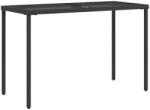vidaXL Fekete Polyrattan Üveglapos Kerti Asztal 115x54x74 cm