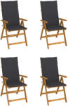 vidaXL 4 db Dönthető Tömör Akácfa Kerti Szék Párnával