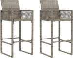 vidaXL 2 db Szürke Polyrattan Kerti Bárszék
