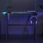 vidaXL Fekete LED-es Y-lábú Gamer Asztal 90 x 60 x 75 cm