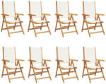 vidaXL 8 db Krémfehér Szövet És Tömör Fa Dönthető Kerti Szék