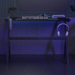 vidaXL Fekete Y-lábú LED-es Gamer Asztal 110 x 60 x 75 cm